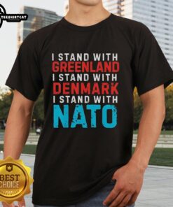 Top I Stand With Greenland Denmark NATO T-Shirt featuring bold text and a stylish design for supporters of NATO.
