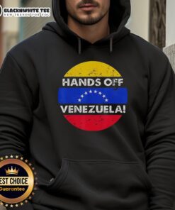 Retro hoodie featuring 'Stand With Venezuela' design and flag circle, perfect for supporters of Venezuelan freedom.