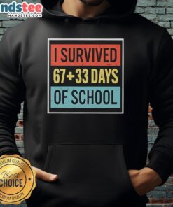 Top I Survived 6733 Days of School Hoodie featuring bold text and a stylish design, perfect for celebrating school milestones.