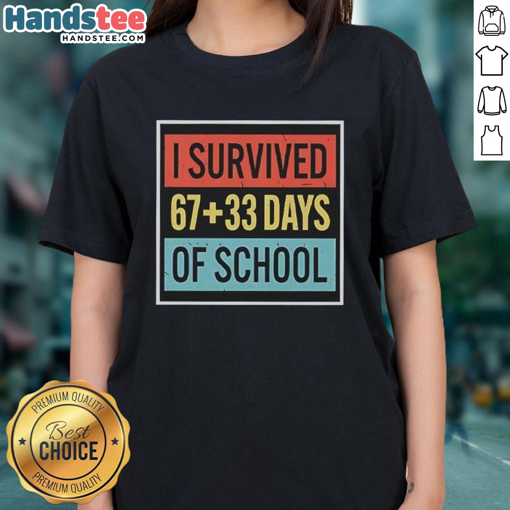 top-i-survived-6733-days-of-school-ladies-tee Top I Survived 6733 Days of School Ladies Tee featuring bold text on a stylish women's t-shirt design.