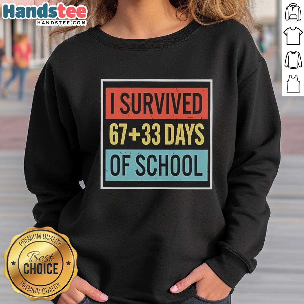 top-i-survived-6733-days-of-school-sweatshirt Top I Survived 6733 Days of School Sweatshirt featuring bold text and a casual design for students celebrating their journey.