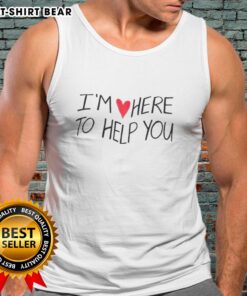 Model wearing a 'Top I'm Love Here To Help You' tank top, showcasing a stylish and casual summer outfit.