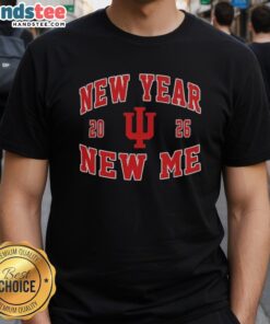 Alt Text: Top Indiana Hoosiers Football New Year New Me 2026 logo T-shirt showcasing team spirit and style.