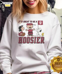 Indiana Hoosiers sweatshirt with 'It's a Great Day to Be a Hoosier' slogan, perfect for fans and game day style.