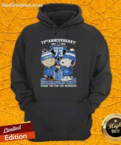 Stylish Indianapolis Colts hoodie featuring Snoopy and Charlie Brown for the 73rd Anniversary 1953-2026.
