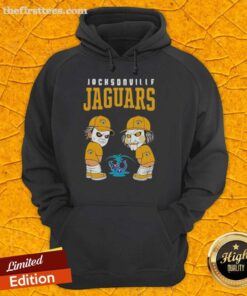 Alt Text: Top Jacksonville Jaguars X Michael Myers and Billy the Puppet hoodie featuring unique graphic design.