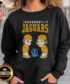 Alt Text: Top Jacksonville Jaguars X Michael Myers and Billy the Puppet sweatshirt featuring a unique design and vibrant colors.