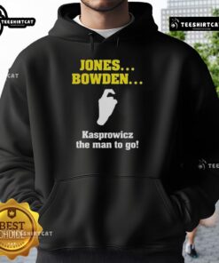 Alt Text: Stylish Top Jones Bowden Kasprowicz hoodie featuring modern design and comfortable fit, perfect for casual wear.
