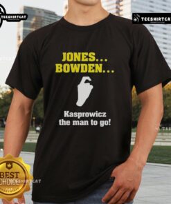 Top Jones Bowden Kasprowicz The Man To Go T-Shirt featuring a stylish design for fans of the iconic band.