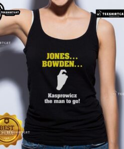 Top Jones Bowden Kasprowicz The Man To Go tank top featuring a stylish graphic design for casual wear.