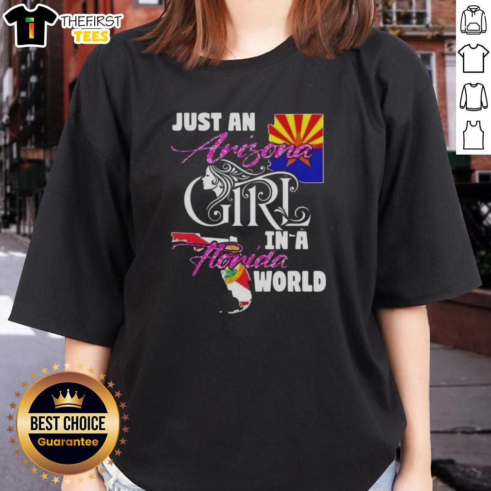 top-just-an-arizona-girl-in-a-florida-world-ladies-tee Arizona girl in a Florida world ladies tee, showcasing a trendy design perfect for casual wear and sunny adventures.