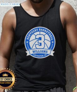 Top Kam Williams 3 Kentucky Basketball tank top featuring vibrant blue color and iconic team logo.