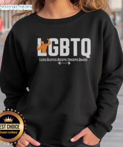 Top LGBTQ sweatshirt featuring a vibrant design, perfect for showcasing legs, glutes, biceps, triceps, and quads.