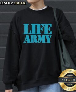 Stylish Top Life Army Sweatshirt featuring a bold graphic design, perfect for casual wear and army-themed outfits.