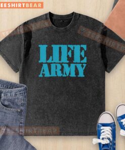 Top Life Army Washed T-Shirt in olive green, featuring a relaxed fit and vintage style, perfect for casual wear.