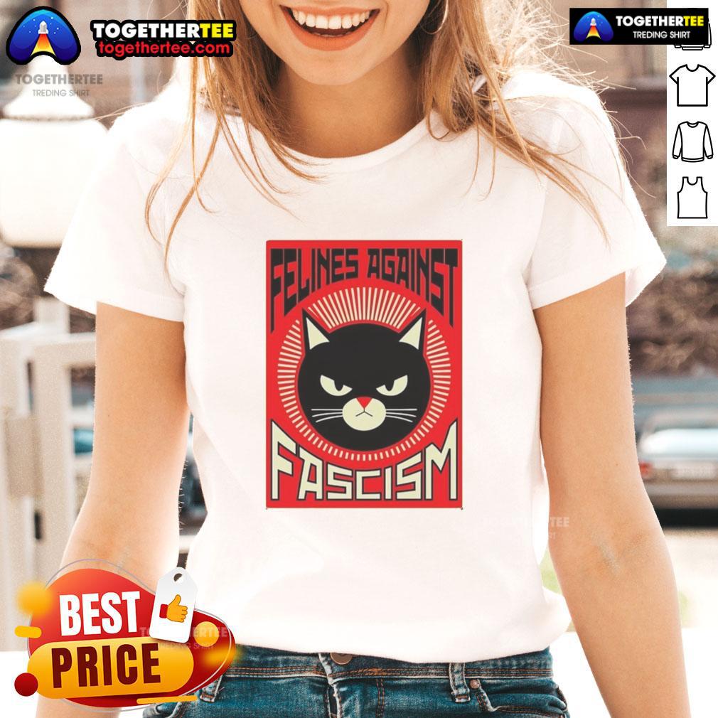 Top Lorenzo The Cat Felines Against Fascism Ladies Tee