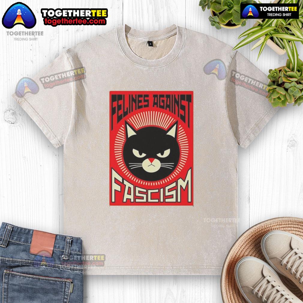Top Lorenzo The Cat Felines Against Fascism Washed T Shirt