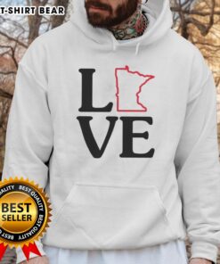Cozy Top Love Minnesota Outline Hoodie featuring a stylish design, perfect for showing off your Minnesota pride.