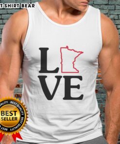 Stylish Top Love Minnesota outline tank top in vibrant colors, perfect for showing state pride in casual wear.