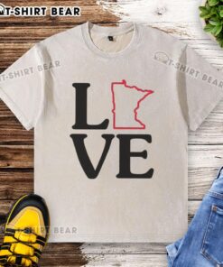 Top Love Minnesota Outline Washed T-Shirt featuring a stylish graphic design of Minnesota's outline in a soft fabric.