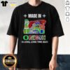 Alt Text: Top Made In Oregon A Long Long Time Ago State Mashup Logo T-Shirt featuring vibrant graphics and Oregon pride.