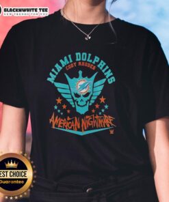 Top Miami Dolphins Cody Rhodes American Nightmare Ladies Tee featuring vibrant graphics and a stylish design.