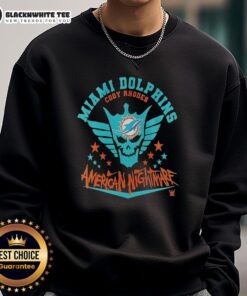 Cody Rhodes American Nightmare sweatshirt featuring Miami Dolphins logo, perfect for fans and stylish comfort.