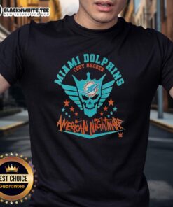 Alt Text: Top Miami Dolphins Cody Rhodes American Nightmare T-Shirt featuring vibrant graphics and a stylish design for fans.