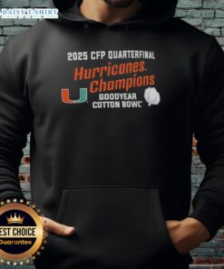 Top Miami Hurricanes 2025 CFP Quarterfinal Cotton Bowl Champions hoodie showcasing team pride and championship spirit.