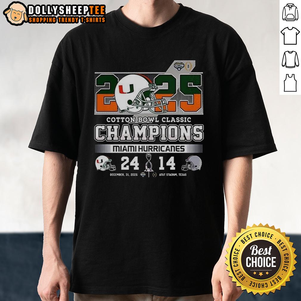 Top Miami Hurricanes Cotton Bowl Classic Champions 2025 Helmet T Shirt Top Miami Hurricanes Cotton Bowl Classic Champions 2025 Helmet T-Shirt featuring vibrant team colors and logo design.