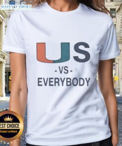 Alt Text: Ladies' tee featuring 'Top Miami Hurricanes Vs Everybody' design, perfect for fans showcasing team spirit.