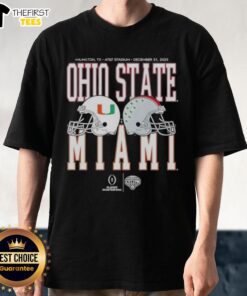 2026 playoff quarterfinal T-shirt featuring Miami Hurricanes vs Ohio State Buckeyes design, perfect for fans.