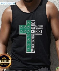 Top Michigan State Spartans women's basketball tank top featuring 'I Can Do All Things Through Christ' design.