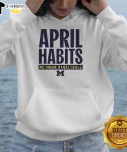 Cozy Top Michigan Wolverines April Habits Hoodie in navy blue, featuring logo and stylish design for fans.