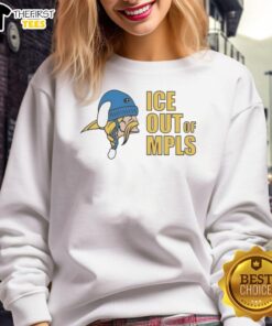 Top Minnesota Vikings ICE Out of MPLS sweatshirt featuring vibrant team colors and logo, perfect for fans.