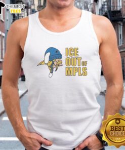 Top Minnesota Vikings ICE Out of MPLS Tank Top featuring team colors and logo, perfect for fans and summer wear.