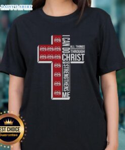 Alt Text: Top Mississippi State Bulldogs women's basketball 'I Can Do All Things Through Christ' ladies tee shirt design.