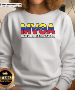 Top MVGA Make Venezuela Great Again sweatshirt featuring bold text design on a stylish, comfortable fabric.
