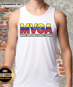 Top MVGA Make Venezuela Great Again tank top featuring bold graphic design, perfect for casual wear and expressing patriotism.