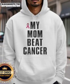 Top My Mom Beat Cancer Pink Ribbon Hoodie - Support breast cancer awareness with this stylish and empowering hoodie.