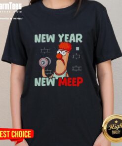 Top New Year New Meep gym cartoon ladies tee featuring vibrant graphics and a motivational design for fitness enthusiasts.