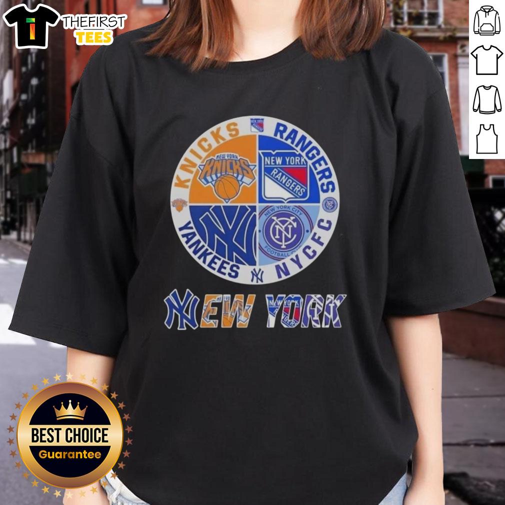 top-new-york-city-sports-knicks-rangers-nyc-fc-yankees-logos-combine-ladies-tee Alt Text: Top New York City sports logos combined on a ladies tee featuring Knicks, Rangers, NYC FC, and Yankees.