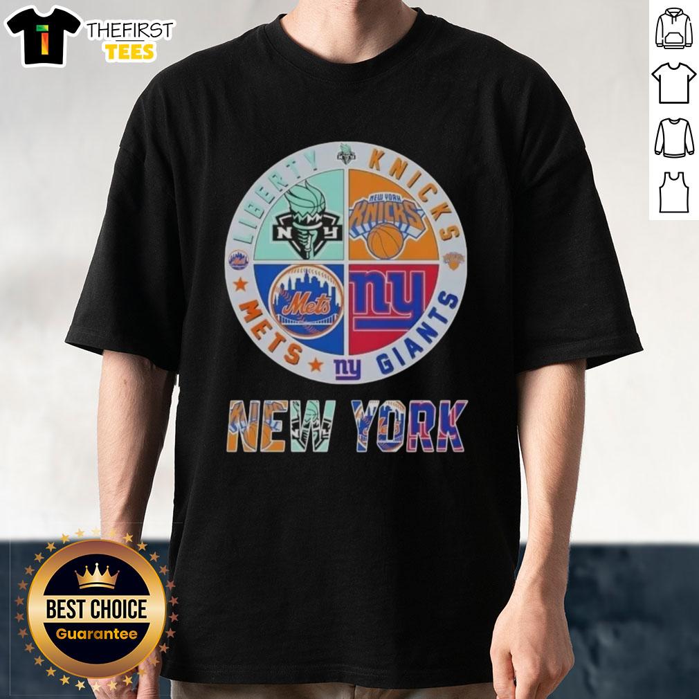top-new-york-city-sports-liberty-knicks-giants-mets-logos-combine-t-shirt-1 Alt Text: Top New York City Sports T-Shirt featuring Liberty, Knicks, Giants, and Mets logos in a stylish design.