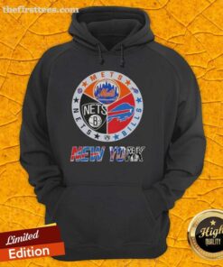 Top New York City Sports hoodie featuring Mets, Bills, and Nets logos in a stylish design for sports fans.