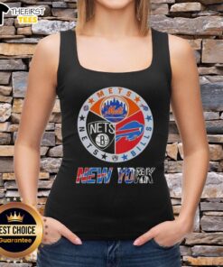 Top New York City Sports Mets, Bills, and Nets logos on a stylish combine tank top for fans.