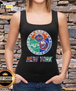 Top New York City Sports tank top featuring Mets, Islanders, and Jets logos in a stylish design.