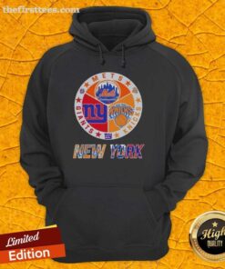 Top New York City Sports Mets, Knicks, Giants logos on a stylish combine hoodie for sports fans.