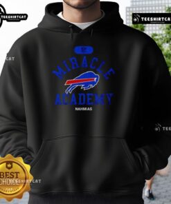 Buffalo Bills Miracle Academy Nahmias hoodie displayed on a mannequin, showcasing team spirit and stylish design.