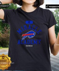 Buffalo Bills Miracle Academy Nahmias ladies tee featuring vibrant team colors and logo, perfect for NFL fans.