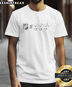 Top NHL in ASL T-shirt featuring vibrant graphics and sign language for hockey enthusiasts and fans.